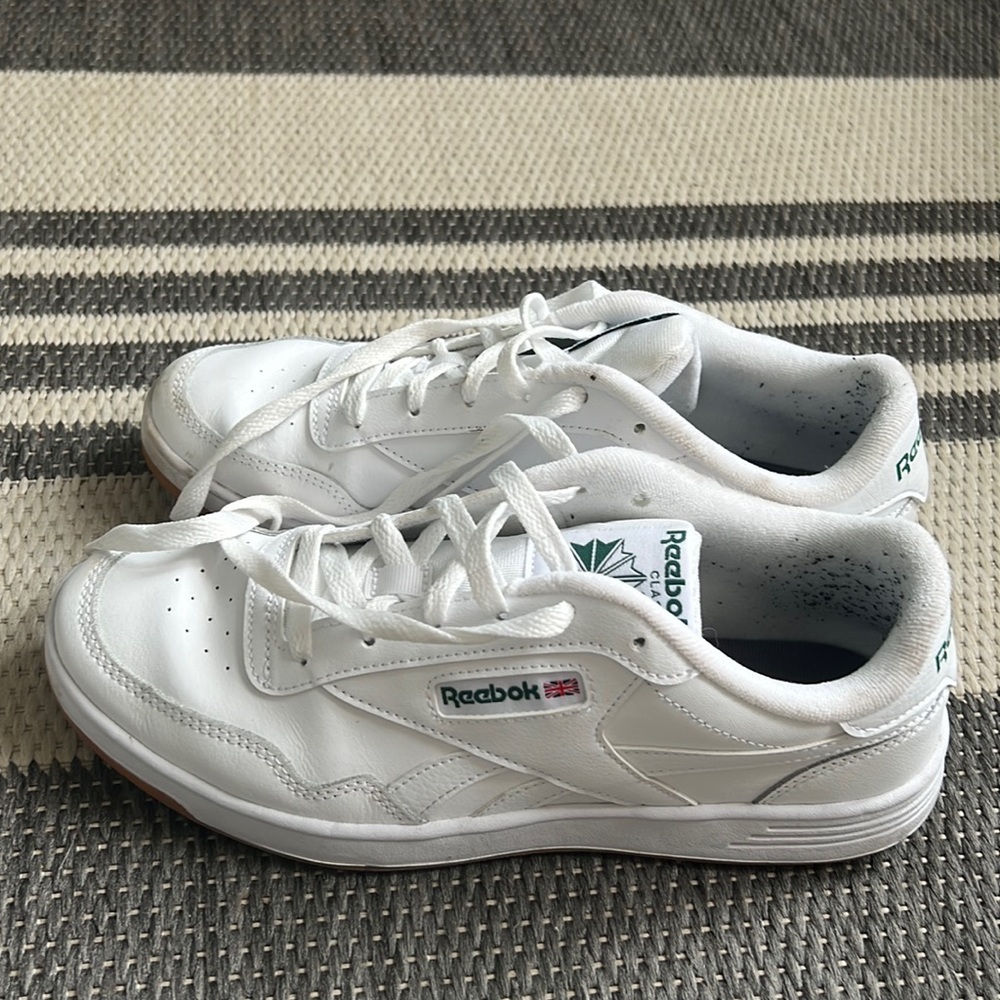 White leather Reebok sneakers- size 10